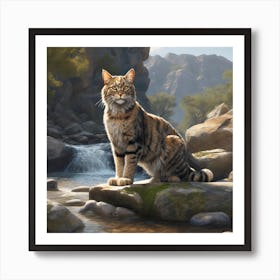 Cat By A Stream 1 Poster