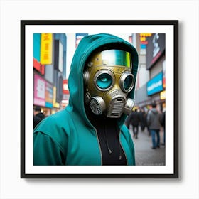 Gas Mask In Times Square Art Print