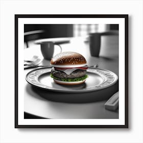 Burger On A Plate 17 Art Print