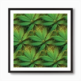 Seamless Pattern With Marijuana Leaves Art Print