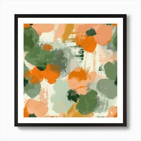 Orange And Green Flowers Art Print