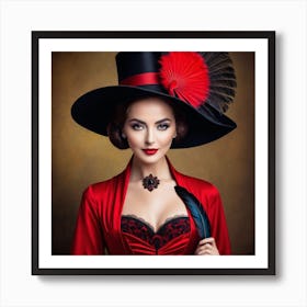 Victorian Woman In Red Hat 9 Art Print