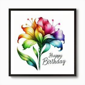 Happy Birthday Flower Gift 1 Art Print