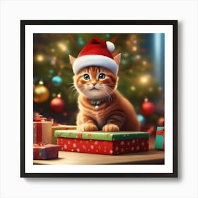 Christmas Cat Art Print