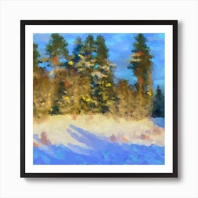 Snowy winter forest N2 Art Print