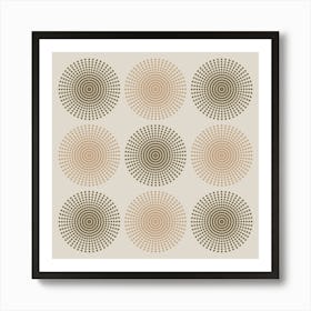 ARIES MANDALA Calming Boho Meditation Abstract Geometric in Earthy Brown and Sand on Beige Art Print