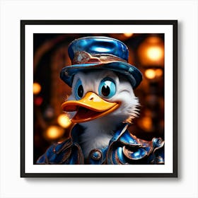 Watercolor Donald Duck Studio Photography Complex Details High Detail Póster