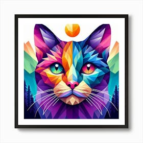 Luna Low Poly Cat Art Print