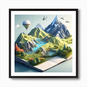 3d Book Illustration Art Print