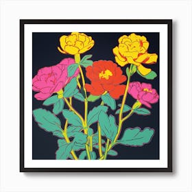 Portulaca 2 Pop Art Illustration Square Art Print