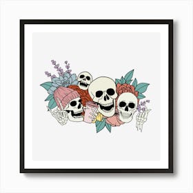 Skulls And Flowers Art Print