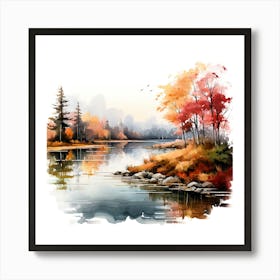 Watercolor Autumn Landscape 68 Art Print