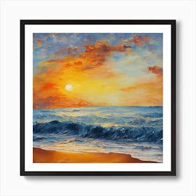 Sunset At The Beach Art Print