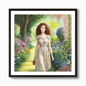 Girl In A Garden 5 Art Print