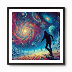 Skateboarder In Space 1 Art Print