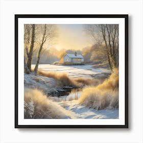 Low Sun across a Frosty Winter Landscape 4 Art Print