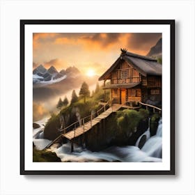 Cabin In The Mountains 2 Art Print