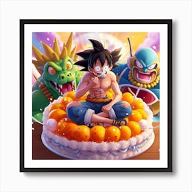 Dragon Ball cake with goku!! Art Print