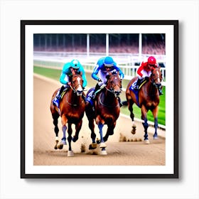 Jockeys Racing On The Track 5 Art Print