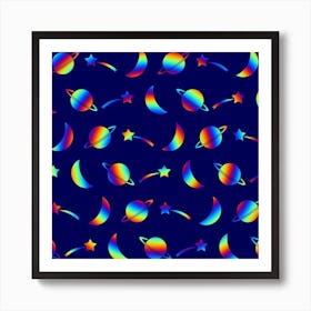 Space Pattern Colourful Art Print