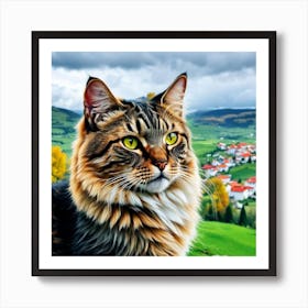 Cat On A Hill Art Print