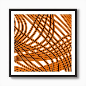 Abstract Orange Wavy Lines Art Print