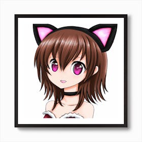 Cute Anime Girl With Cat Ears Art Print