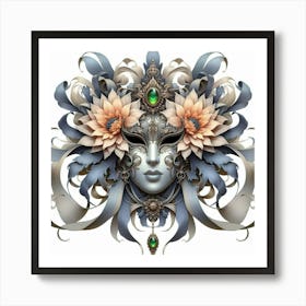 Mask With Flowers Art Print