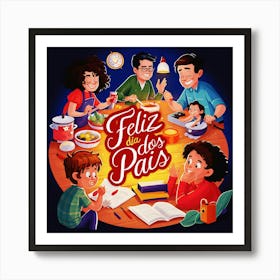 Feliz dia dos Pais typographic Happy fathers day for brazilian portuguese language greeting card postcard and congratulation fathers day dad,daddy,father,fathers day,dad,pai,family illustration wall art, clop art 6 Art Print