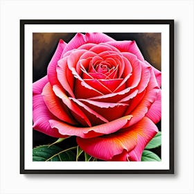 Pink Rose Painting Art Print