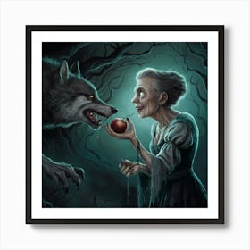 Wolf And Woman Art Print