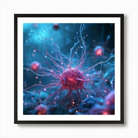 A Head Like 3d Render Nucleoli Luminescing In An Intricate Network Of Neural Connections Depicts A (3) Art Print