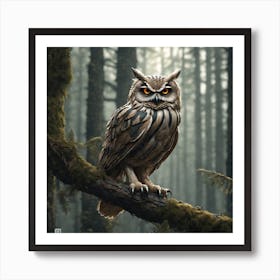 Owl In The Forest 112 Art Print