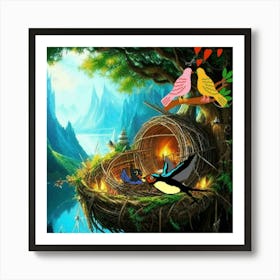 Birds Nest Illustration Art Print