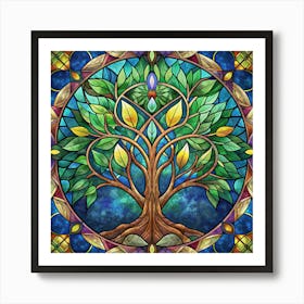 A Tree Of Life Stained Glass Window Art Print