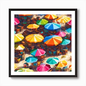 Pina Colada Beach Bar Under Colorful Umbrellas Art Print