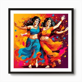 Two Indian Women Dancing Art Print