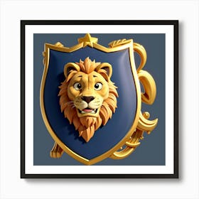 Default Logo Of A Shield With A Lions Head And A Star On It V 1 Art Print