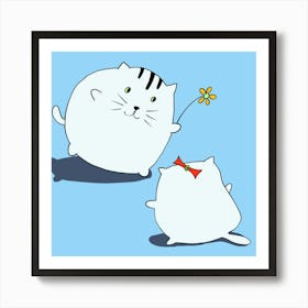 Cats Kitten Flower Cute Sweet Funny Love Tender Romance Pet Animal Art Print