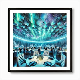 A Luxurious Futuristic Restaurant During Aurora Di Art Print