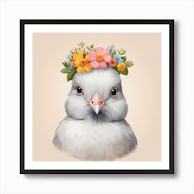 Floral Baby Pigeon Nursery Illustration (51) Art Print