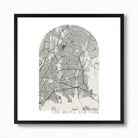 The Bronx New York Boho Minimal Arch Street Map Art Print