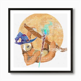 Halloween Tropical Animal Lover Full Moon Witch Hat Sloth Art Print