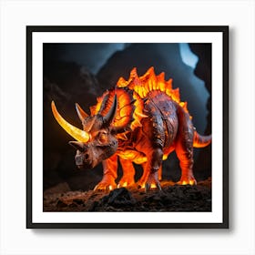 Glowing Magma Triceratops 3 Art Print