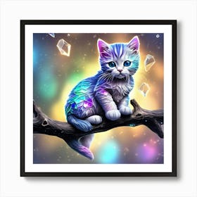 Kitty With Crystals Art Print