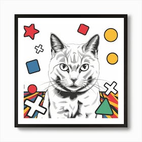 Cat With Shapes Art Print