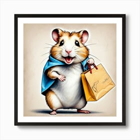 Hamster With Shopping Bag Poster