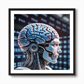 Human Brain With Artificial Intelligence 5 Art Print