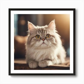 Cat Sitting On A Table Art Print