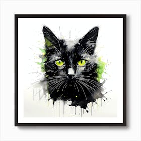 Black Cat With Green Eyes 1 Art Print